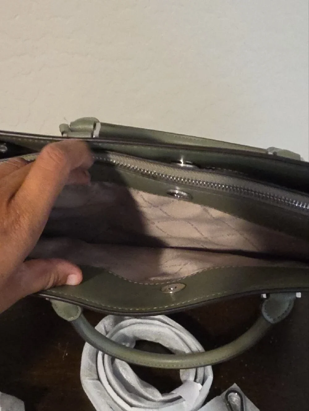 Michael Kors Olive Green Saffiano Leather Satchel with MK Charm